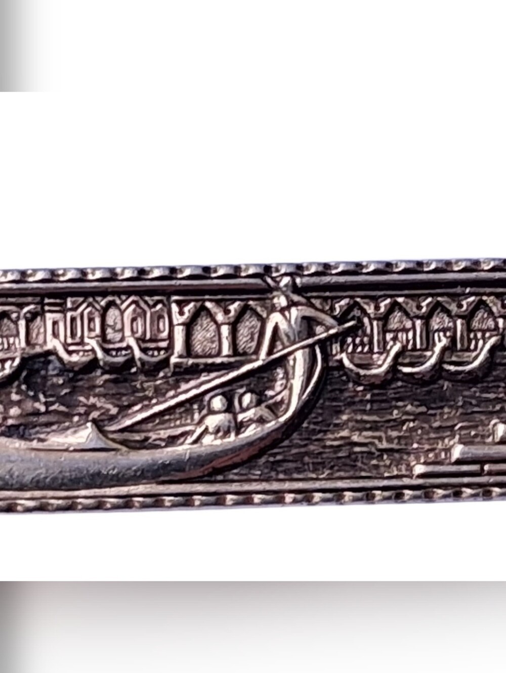 Vintage Venice Gondola Tie Bar Clip Gold Tone Italian Souvenir Travel Scene - Picture 5 of 7